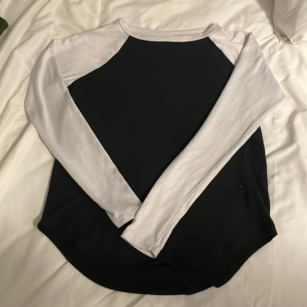 Black shirt with white long sleeves from Sonoma! Never worn. size x-small